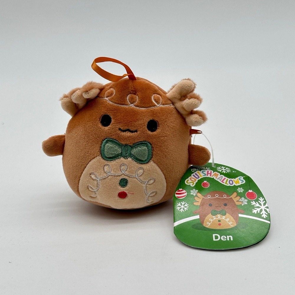 Squishmallow Den Gingerbread Axolotl 4" Christmas Mini Plushie Ornament W Tags